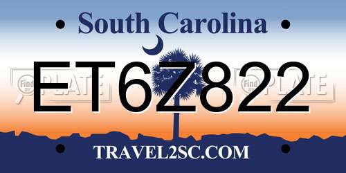 ET6Z822 South Carolina License Plate