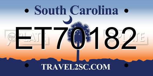 ET70182 South Carolina License Plate