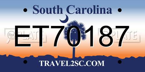 ET70187 South Carolina License Plate