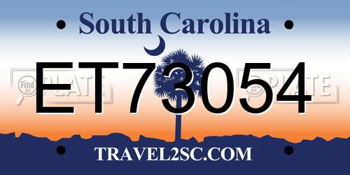 ET73054 South Carolina License Plate