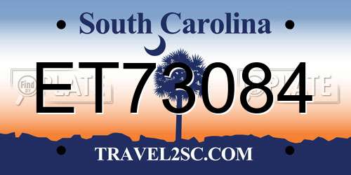 ET73084 South Carolina License Plate