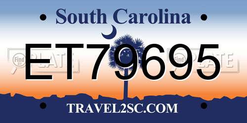 ET79695 South Carolina License Plate
