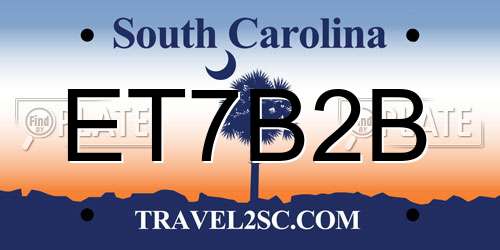 ET7B2B South Carolina License Plate
