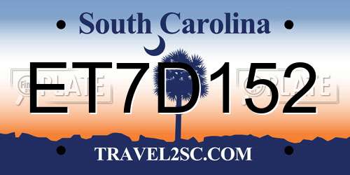 ET7D152 South Carolina License Plate