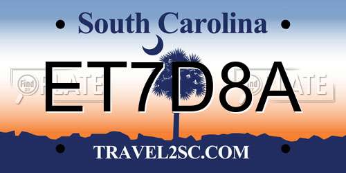 ET7D8A South Carolina License Plate