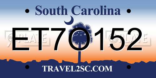 ET7O152 South Carolina License Plate