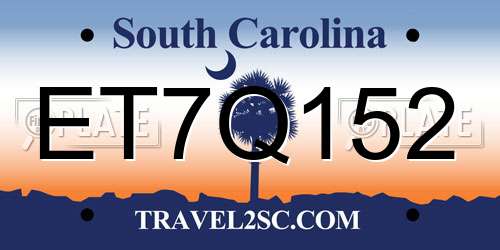 ET7Q152 South Carolina License Plate