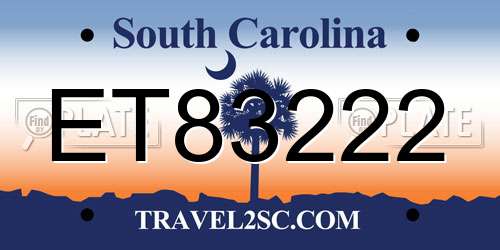 ET83222 South Carolina License Plate