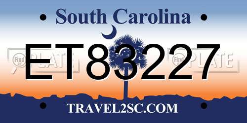ET83227 South Carolina License Plate