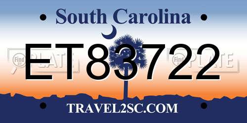 ET83722 South Carolina License Plate