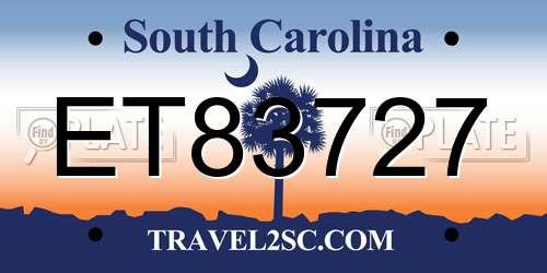 ET83727 South Carolina License Plate