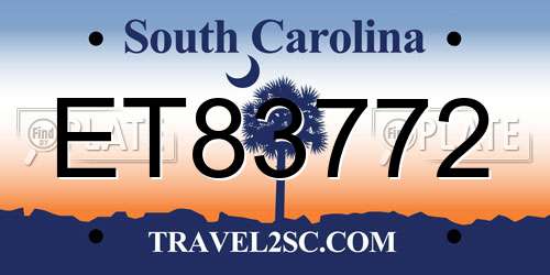 ET83772 South Carolina License Plate