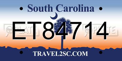 ET84714 South Carolina License Plate