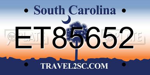 ET85652 South Carolina License Plate