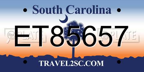 ET85657 South Carolina License Plate