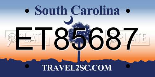 ET85687 South Carolina License Plate