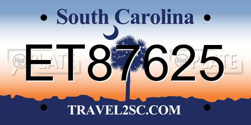 ET87625 South Carolina License Plate