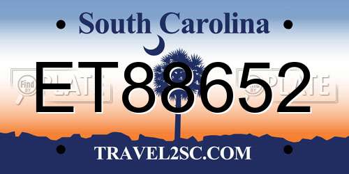 ET88652 South Carolina License Plate