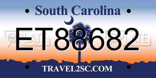 ET88682 South Carolina License Plate