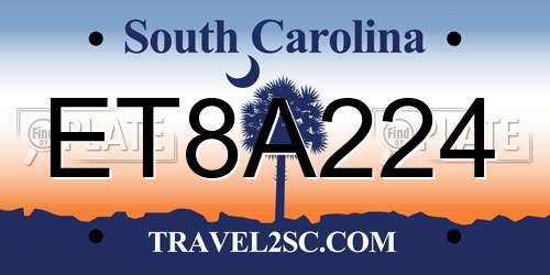 ET8A224 South Carolina License Plate