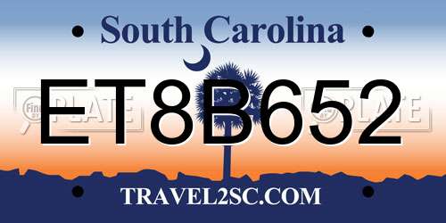 ET8B652 South Carolina License Plate