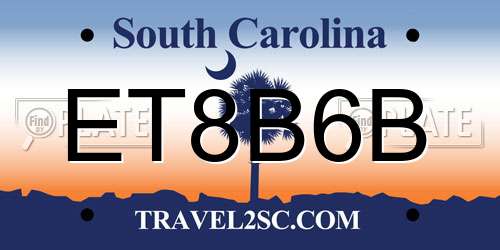 ET8B6B South Carolina License Plate