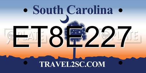 ET8E227 South Carolina License Plate