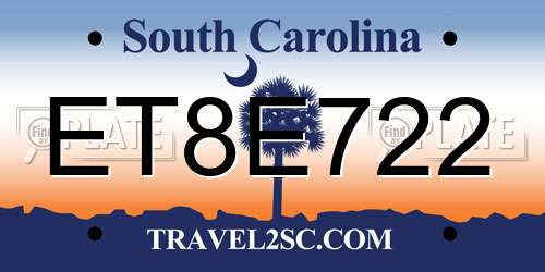 ET8E722 South Carolina License Plate