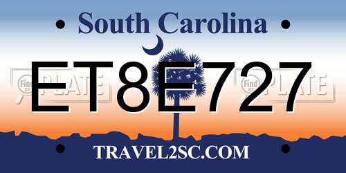 ET8E727 South Carolina License Plate