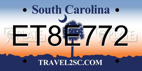 ET8E772 South Carolina License Plate
