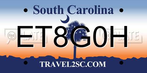 ET8G0H South Carolina License Plate