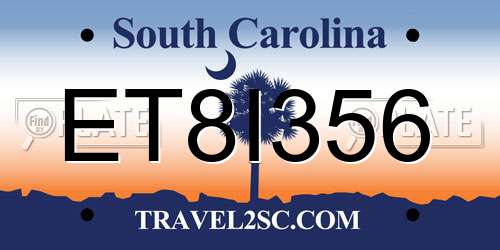 ET8I356 South Carolina License Plate