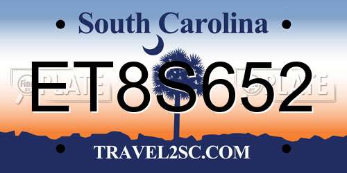 ET8S652 South Carolina License Plate