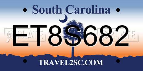 ET8S682 South Carolina License Plate