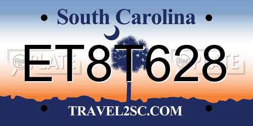 ET8T628 South Carolina License Plate
