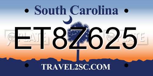 ET8Z625 South Carolina License Plate