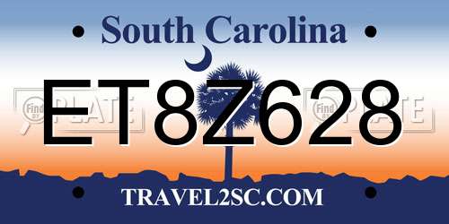 ET8Z628 South Carolina License Plate