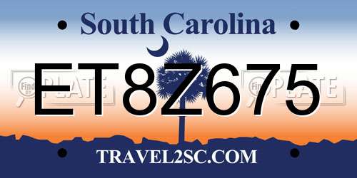 ET8Z675 South Carolina License Plate