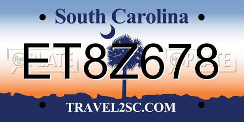 ET8Z678 South Carolina License Plate