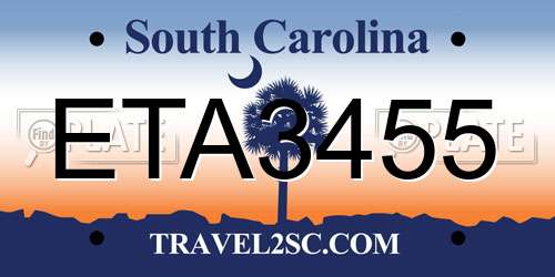 ETA3455 South Carolina License Plate