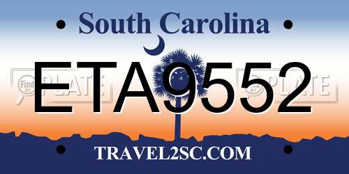 ETA9552 South Carolina License Plate