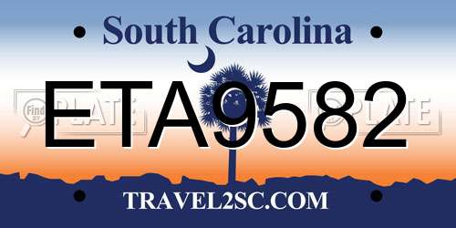ETA9582 South Carolina License Plate
