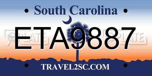 ETA9887 South Carolina License Plate
