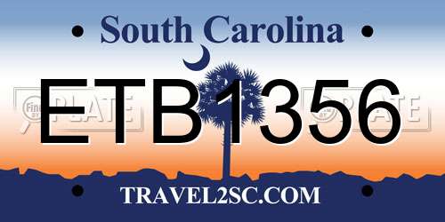 ETB1356 South Carolina License Plate