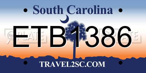 ETB1386 South Carolina License Plate