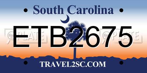 ETB2675 South Carolina License Plate