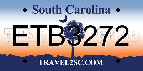 ETB3272 South Carolina License Plate