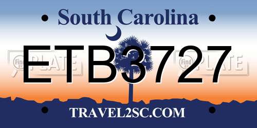 ETB3727 South Carolina License Plate