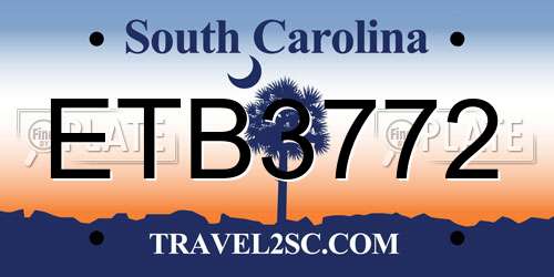ETB3772 South Carolina License Plate
