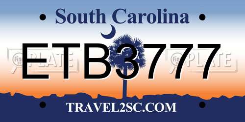 ETB3777 South Carolina License Plate